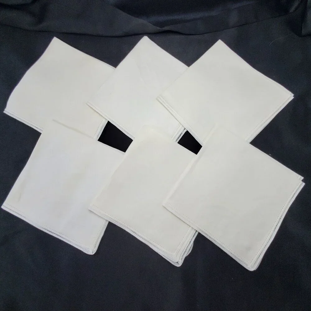 VTG New White Belgium Battenberg Lace Linen Napkins 12